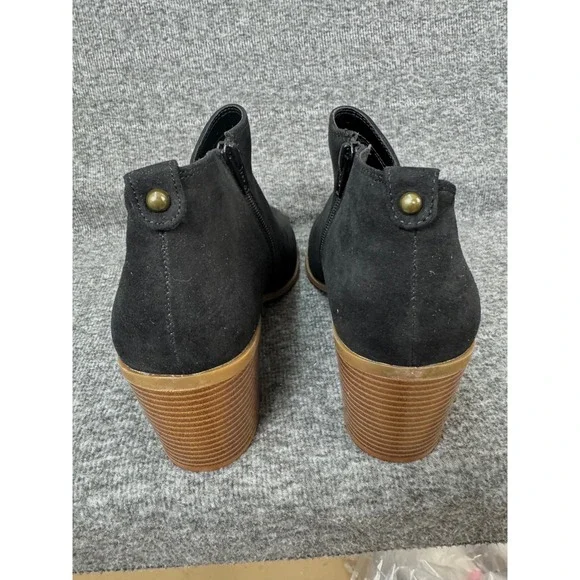 Style & Co Women's Sz 9.5Black Faux Suede Ankle Booties Boots Block Heel - Picture 6 of 13